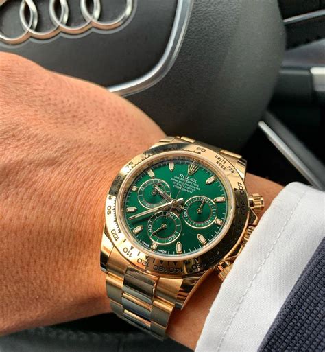 The Rolex Daytona green dial watch is worn by 